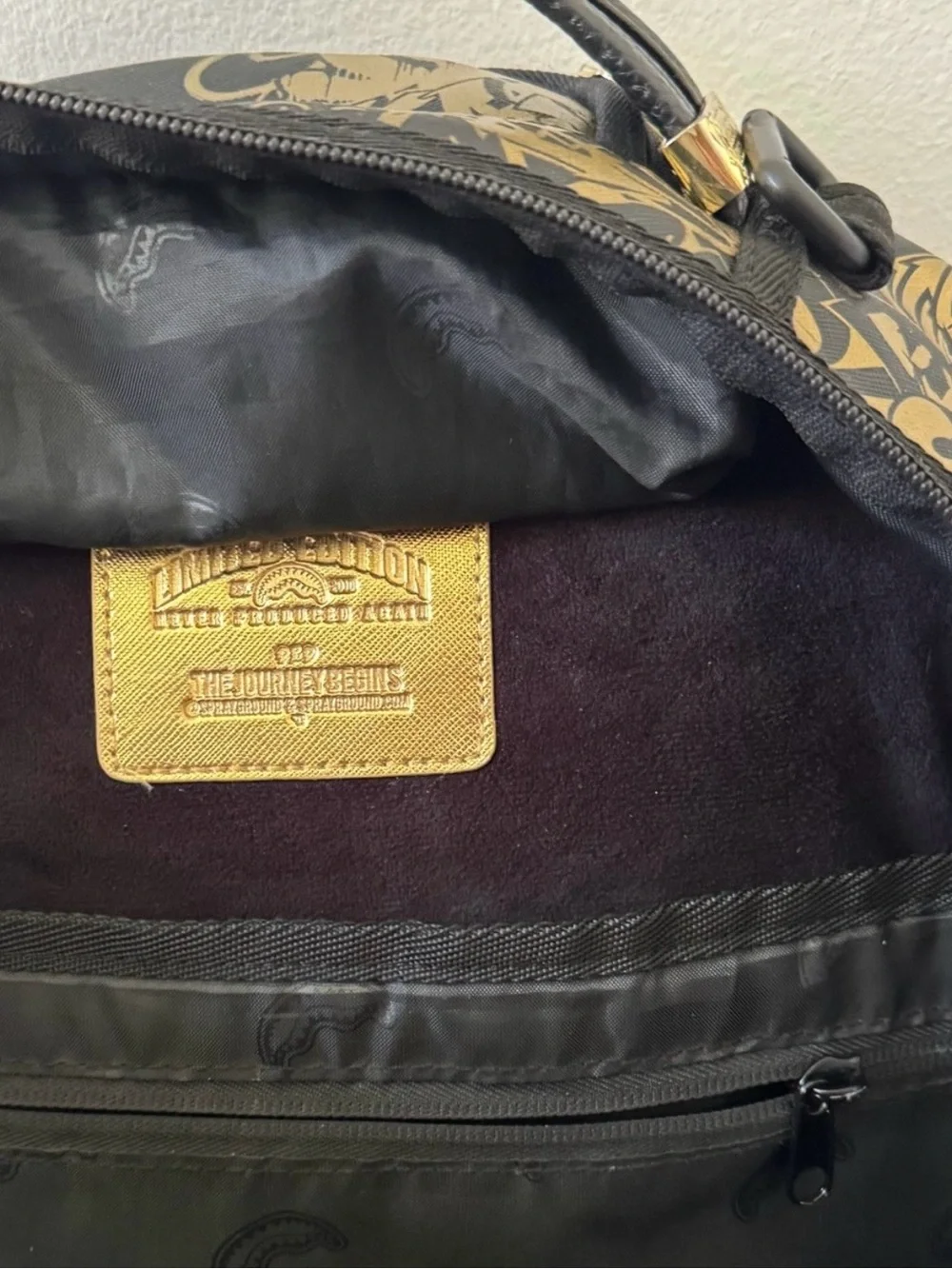 Sprayground Black & Gold Graffiti Backpack